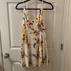 White floral Express spaghetti strap mini dress. Size S